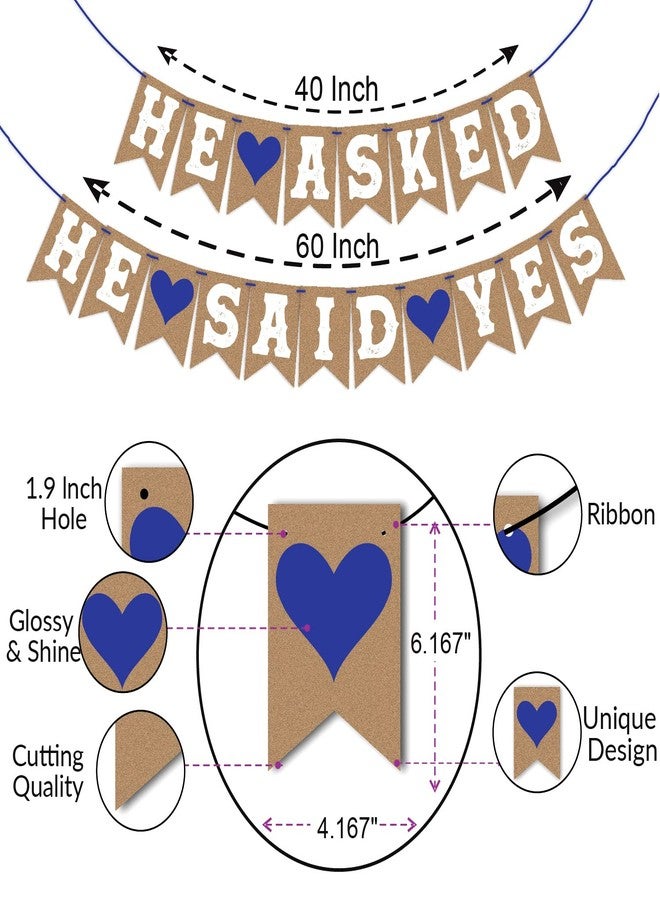 Wobbox Engagement Bunting Banner White & Blue She Asked He Said Yes, Engagement Decoration - Image 3